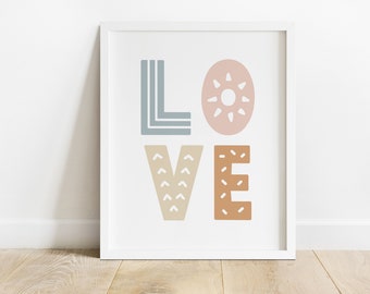 DIGITAL FILE, Love Print Wall Art, Love Printable, Nursery Print, Nursery Wall Decor, Nursery Wall Art, Girls Room Decor, TASH