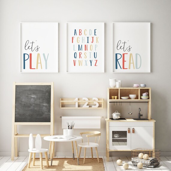 Set of 3 Playroom Printables Kids Room Decor Let's Play | Etsy