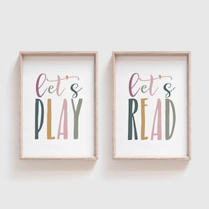 DIGITAL FILES, Set of 2 Playroom Prints, Playroom Decor, Let&#39;s Play Print, Let&#39;s Read Print, Kids Room Decor, Homeschool Decor, MAUD