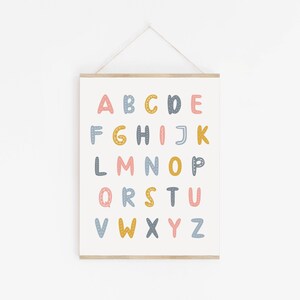 ABC Printable, ABC Wall Art, Alphabet Poster, Nursery Decor, Nursery Wall Art, Kids Room Decor, Playroom Decor, Classroom Prints, POPPY