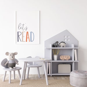 Let's Read Printable, Reading Corner Sign, Kids Room Decor, Toddler ...