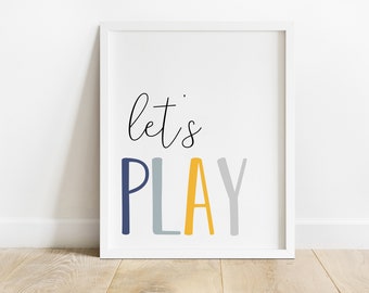 DIGITAL FILE, Let's Play, Playroom Poster, Playroom Print, Playroom Wall Decor, Playroom Wall Art, Playroom Printable, Playroom Sign, BURES