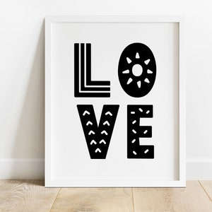 DIGITAL FILE, Love Print Wall Art, Love Printable, Nursery Print, Nursery Wall Decor, Nursery Wall Art, Girls Room Decor, Boys Room Decor