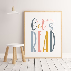 Let's Read Printable, Reading Print for Children, Playroom Wall Art ...