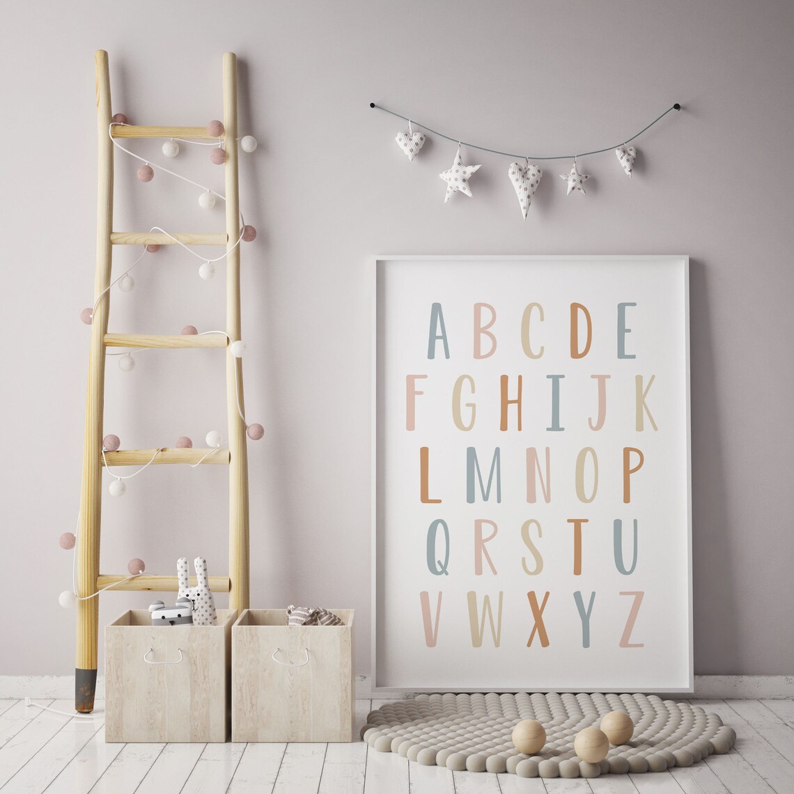 Alphabet Poster ABC Wall Art Alphabet Print Nursery Decor - Etsy