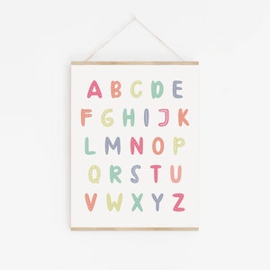 Alphabet Poster, ABC Wall Art, Alphabet Print, Nursery Decor, Nursery Wall Art, Kids Room Decor, Playroom Decor, Classroom Prints, PR234