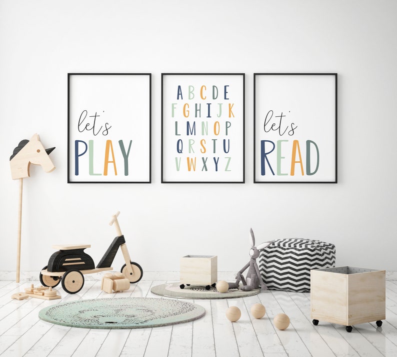 DIGITAL FILES, Set of 3 Playroom Prints, Playroom Wall Decor, Playroom Art, Kids Playroom, Kids Wall Art, Kids Poster, Kids Room Decor, DEEP 