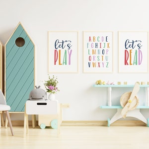 DIGITAL FILES, Set of 3 Playroom Prints, Playroom Decor, Let's Play ...