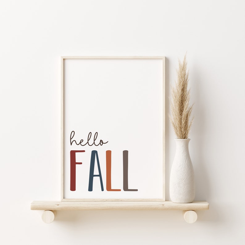 Hello Fall Printable, Hello Fall Sign, Hello Fall Wall Art, Fall Home Decor, Autumn Home Decor, Entryway Decor, DIY, Digital Download image 2