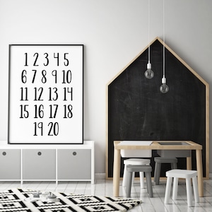 DIGITAL FILE, 123 Poster, Number Poster, Number Wall Art, Kids Room Decor, Playroom Decor, Classroom Prints, Homeschool Decor