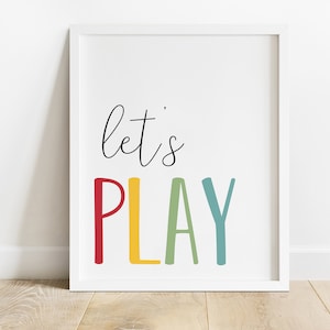 DIGITAL FILE, Let&#39;s Play Print, Let&#39;s Play Sign, Playroom Decor, Playroom Print, Playroom Sign, Kids Room Decor, Wall Art for Kids, KELLIE