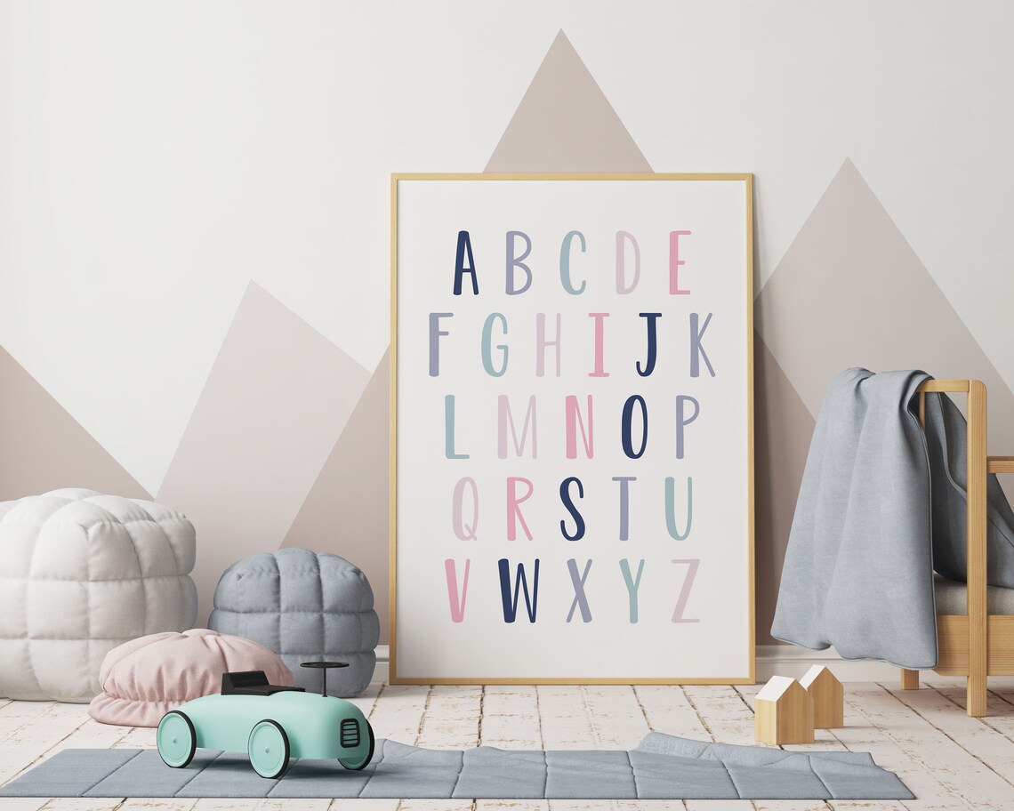 Alphabet Poster ABC Wall Art Alphabet Print Nursery Decor - Etsy