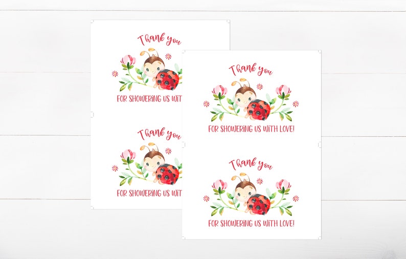 Baby Shower Thank You Cards Ladybug Thank You Cards Baby Shower Thank You Notes Thank You Card Notecards Ladybug Baby Shower Invitation