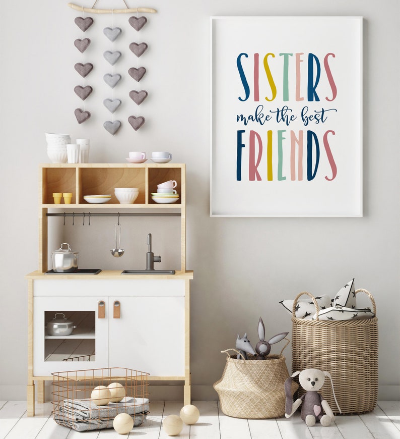 Set of 2 Prints Download Girls Room Decor Sisters Wall Art Etsy