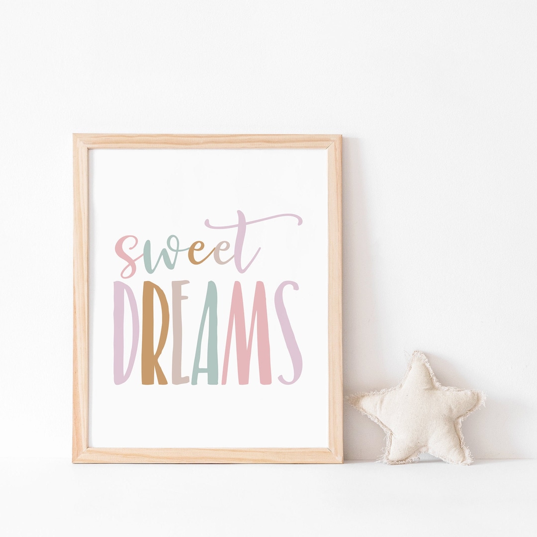Sweet Dreams Nursery Print, Sweet Dreams Printable, Pastel Nursery ...