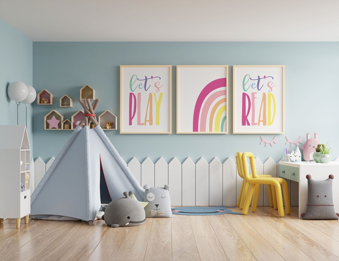 Rainbow Playroom Prints: Set of 3, Play, Read (digital Download) - Etsy