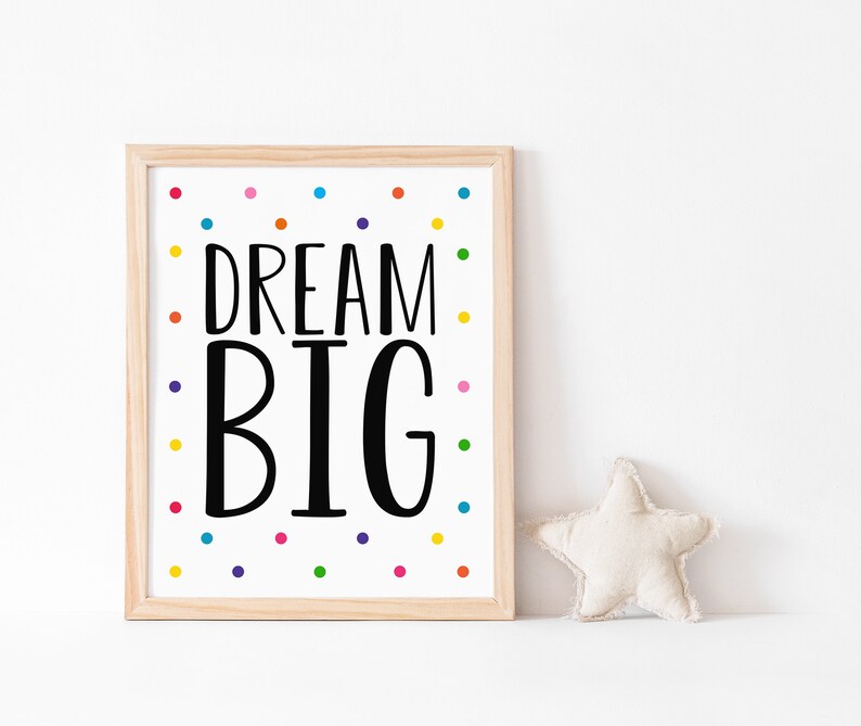 Dream Big Printable Nursery Prints Kid Decor Toddler Room - Etsy