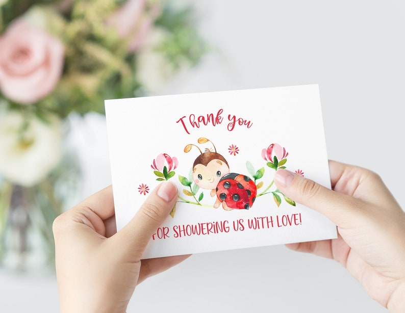 Baby Shower Thank You Cards Ladybug Thank You Cards Baby Shower Thank You Notes Thank You Card Notecards Ladybug Baby Shower Invitation