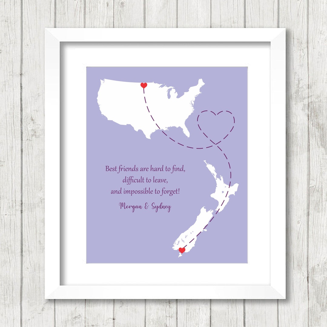 International Friendship Map Two Countries One Print Etsy