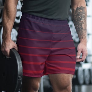 Men's Recycled Athletic Shorts Purple/blue red stripes