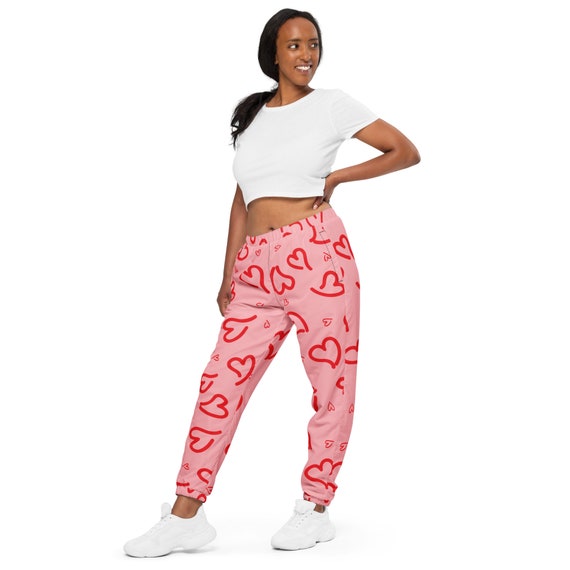 Pink Hearts Unisex Track Pants Cozy Love Etsy Ireland