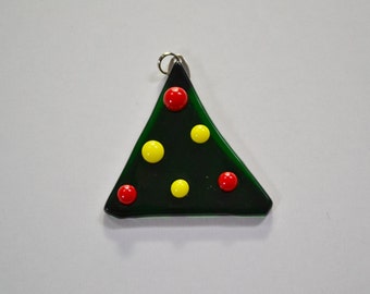 Fused glass christmas tree Pendant.