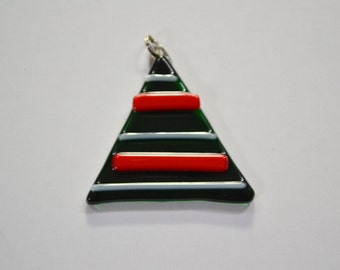 Fused glass christmas tree Pendant.