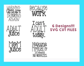 Adult Juice Pouch Design SVG FILES -  6 Designs - Summer Fun - BUNDLE - Make Your Own