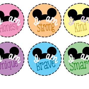 Magical Mickey Hat Affirmation Station Circles - Classroom Decor - Class Community - Motivation PNG Files and Edit Presentation