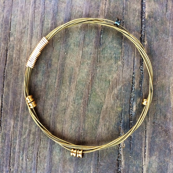 Items similar to Gold Guitar String Bracelet, Guitar String Jewelry