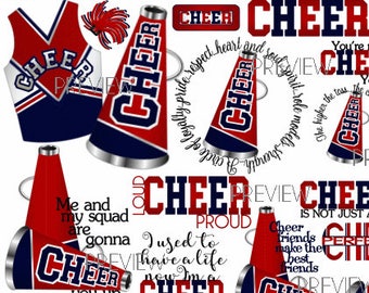 Cheer Clipart, MEHR FARBEN, 50+ Grafiken, marine blau rot jubeln Clipart, Cheerleader, Cheerleader Party Clip Art, Pom Poms, Megaphon Clipart