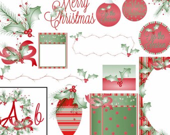 Boughs Of Holly clipart Make your own Christmas party favors, DIY kits, printables invites clip art Secret Santa cookie exchange holiday