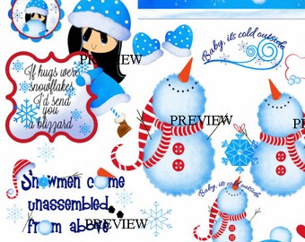 Snowman DIY clipart make your own party favors decorations invites crafts printables clip art school activity sheets cards snowmen winter