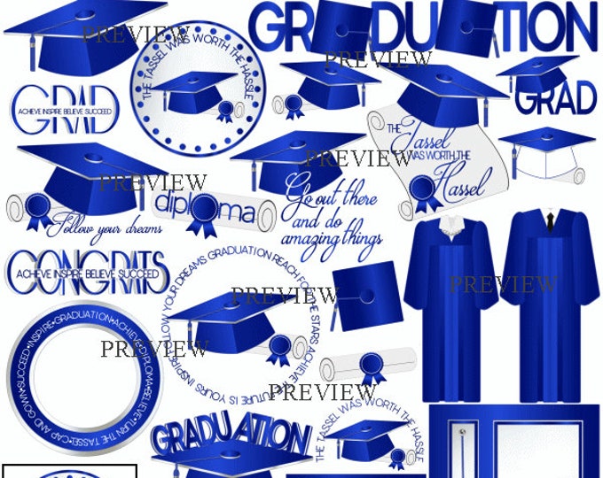 Blue Graduation Clipart, MORE COLORS, Royal Blue Clip Art, Graduation ...