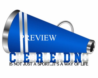 Cheerleading Megaphone clip art, MANY COLORS, blue white cheer clipart, cheer graphics, cheerleader t shirts, school, birthday party kits