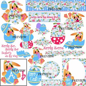 Ostereier Hase Hop MORE EASTER Clipart Make your own DIY Party Kits Favors Schule Printables Einladungen Clip Art Einladungen Cupcake Toppers