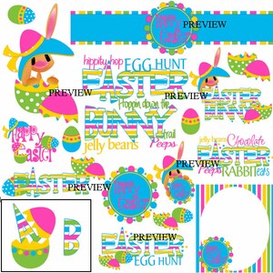 Osterhase Clipart Make your own DIY Party Kit Favors Schule Printables Einladungen Eiersuche Clip Art Einladungen Cupcake Toppers Spiele