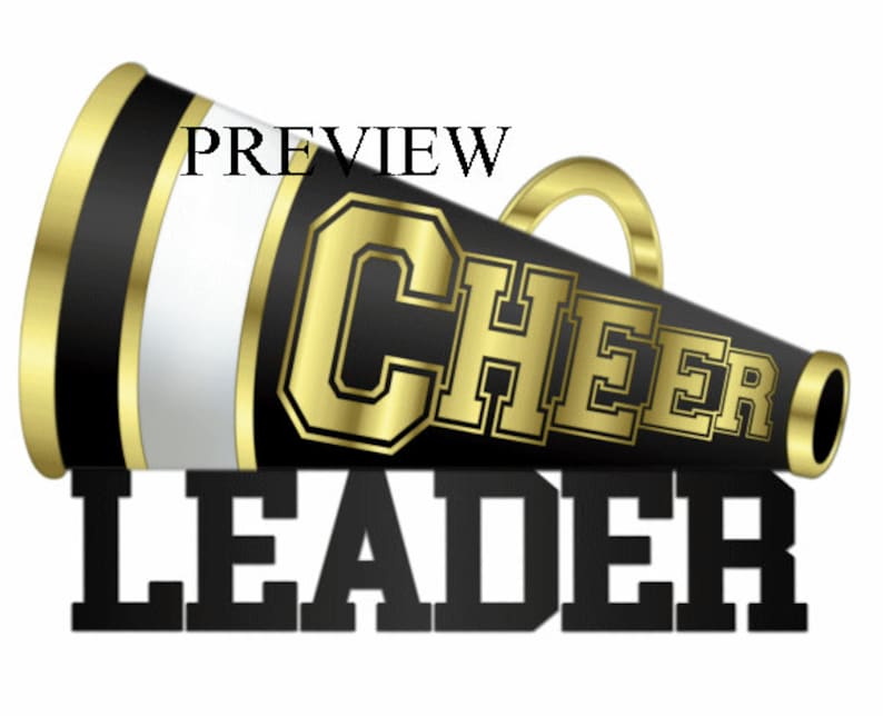 Cheerleader Megaphone Clip Art, MANY COLORS, Black Gold Cheer Clipart