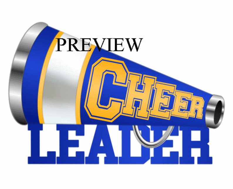 Cheerleader Megaphone Clip Art, MANY COLORS, Royal Blue Yellow Gold