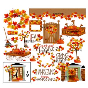 Shades of Autumn Make your own Fall Thanksgiving party kits DIY decorations favors invitation clipart printables activity games clip art