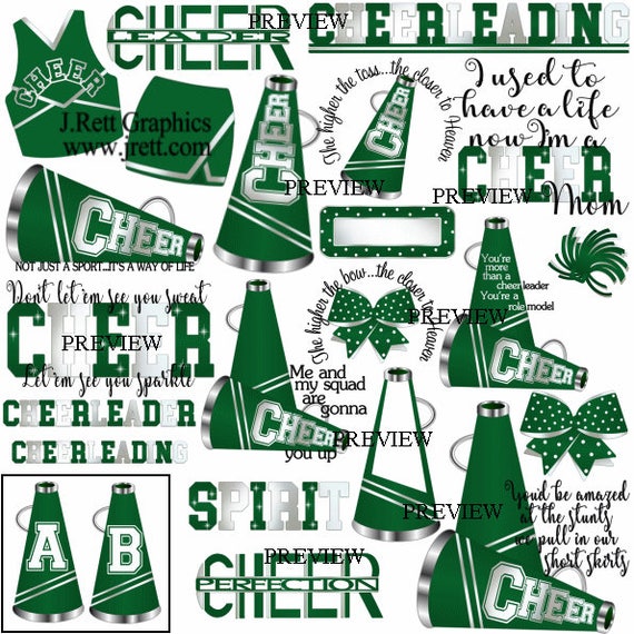 Cheer Clipart More Colors 50 Graphics Green White Cheer Etsy Cheer Clipart More Colors 50 Graphics Green White Cheer Etsy