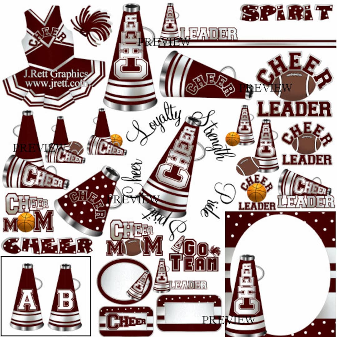 Maroon Cheer Clipart, MORE COLORS, Cheerleader Clip Art, Cheerleading