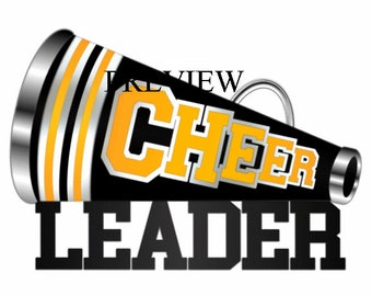 Cheerleader Megaphone clip art, MANY COLORS, black yellow gold cheer clipart, cheer graphics, cheerleading t shirts, school, birthday party