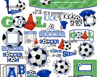 Blue Soccer clipart MORE COLORS, soccer ball clip art, soccer goal graphics, soccer mom clipart, coach, best soccer clip art, birthday party