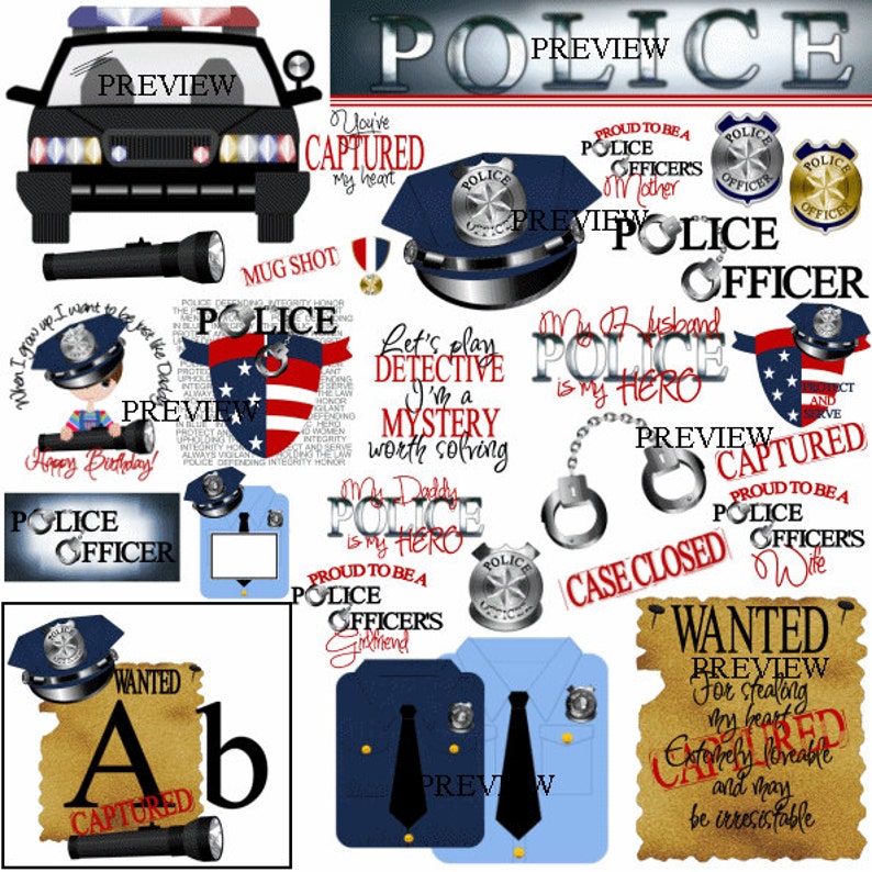 Police Officer Clipart Party Birthday Card Police Clip Art Digital ...