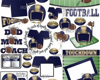 Football Clip art, MORE COLORS, Navy blue, gold football clipart, football helmet clipart, tailgating clip art, party, jersey graphics