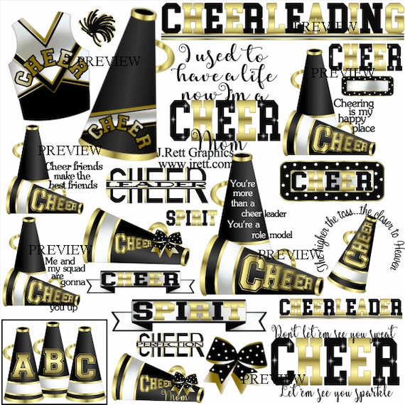 Cheer Clip Art More Colors 50 Graphics Black Gold Etsy