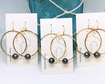 Tahitian Pearl Hoop earrings