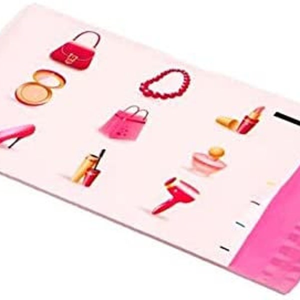 1 - 200 Designer Make Up 6x9 Poly Mailers Self Seal Adhesive Plastic Flat Envelope Water Resistant Tear Proof Lightweight Pink Purse Shoe