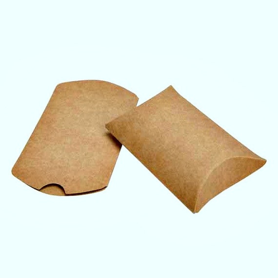 25 Brown Kraft Pillow Boxes; 2 x 3/4 x 3 Inches for Gift Embellishing ETC